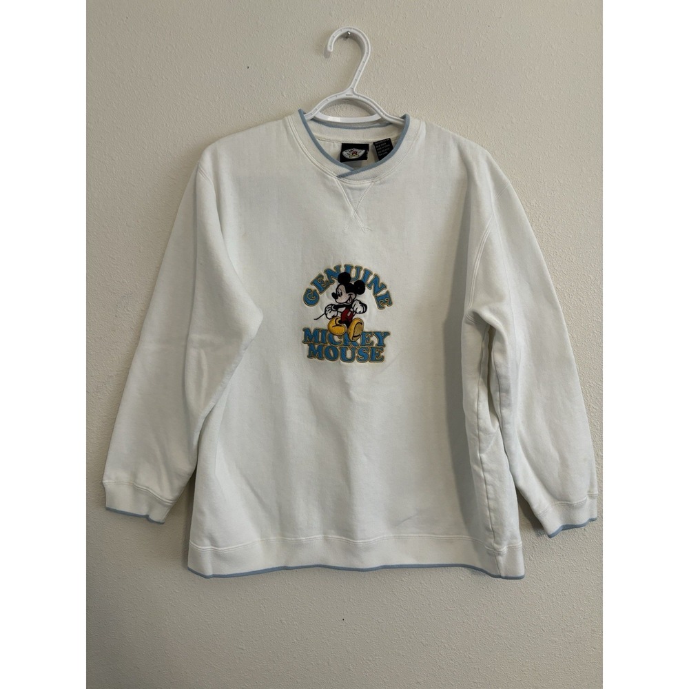 Mickey Mouse Vintage Sweatshirt Jerry Leigh Large White Embroidered Large